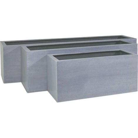 Bac fibres de verre et plastique renforcé Long 100 x 45 cm H 45 cm Ext. jardinière gris mat - dimhaut: H 100 cm - couleur: Gris ciment