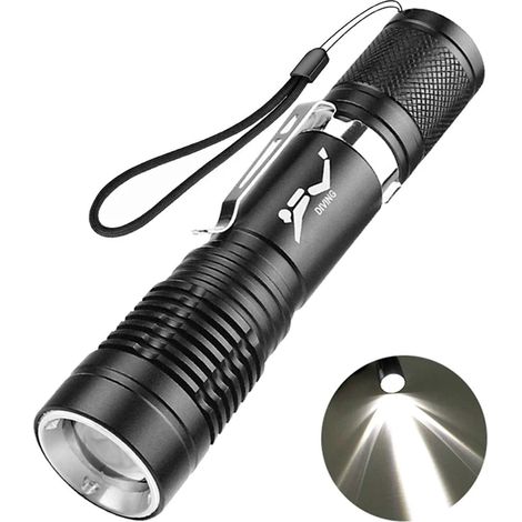 Lampe de poche de plongée LED avec pince à stylo étanche Lampe torche longue portée sous l'eau nuit plongée (1/5)