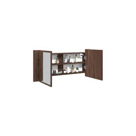 Armoire à miroir à LED de bain chêne marron 100x12x45 (1/5)