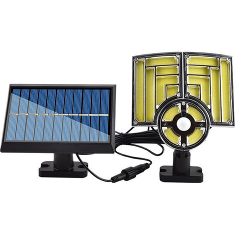 Aplique solar de pared de doble cabezal con detector de movimiento, ideal para exteriores: hogar, jardín, garaje y calle. Iluminación flexible y regulable. Batería de 1200 mAh. (1/5)