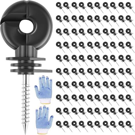 Isolateurs Annulaires pour Clôture Électrique Isolateurs pour Clôture de Pâturage avec Clé à Douille, Gants de Travail, Poteaux Annulaires Isolateurs à Visser pour Cordes (1/5)