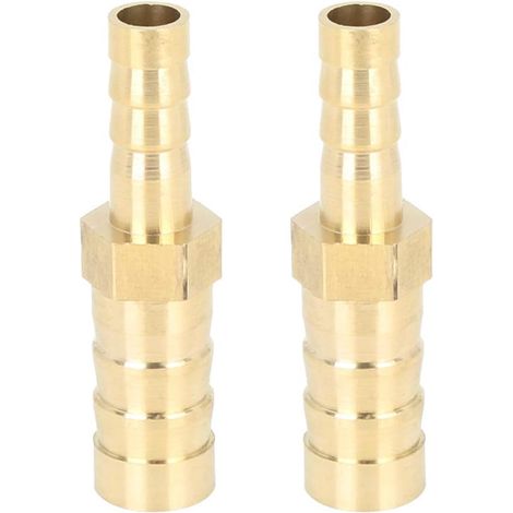 2pcs Fluted Fitting 10mm to 6mm Brass Pipe Fitting Straight Connector Adapter for Air Water Diesel Oil (1/5)