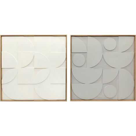 Décoration murale 3D, lot de 2, géométrique, style moderne, pour salon ou couloir, 80 x 3,5 x 80 cm, blanc
