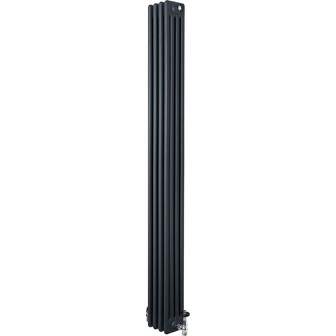 Radiatore Tradizionale 4 Colonne Verticale Riscaldamento Antracite & Valvole 1800x200 mm