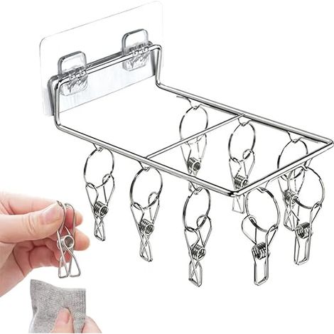 Cintre séchage 8 pinces   Acier inox   Pour soutiens gorge, serviettes (1/5)