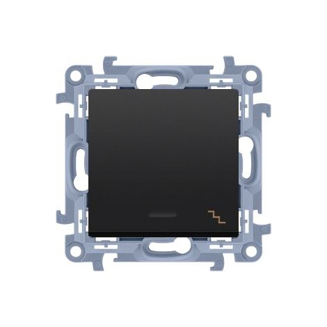 Interruptor de escalera con retroiluminación LED (módulo) 10AX, 250V, terminales de tornillo, negro mate, SIMON10