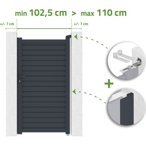 Tor, verstellbar in der Breite 1 m, CALANCIA, H. 180 cm, graues Aluminium