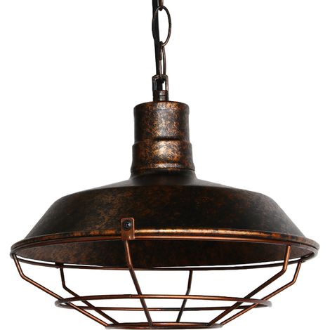 36CM Lampadario Industriale Vintage Lampadari a Sospensione Coperchio in Ferro Ruggine per Bar Caffetteria da Letto