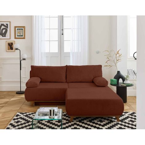 Cristal - 3-sitzer sofa - schlaffunktion und bettkasten und großer sitzsack - cord - terrakotta