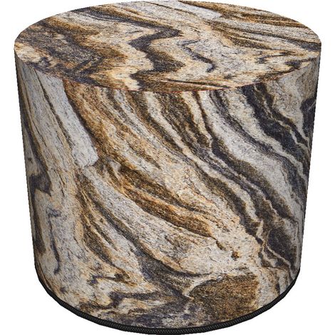 Pouf in velluto, Bertoni, stampa Montana - pouf decorativo rotondo, per soggiorno, cilindro 40 cm, elegante, cerniera (1/5)