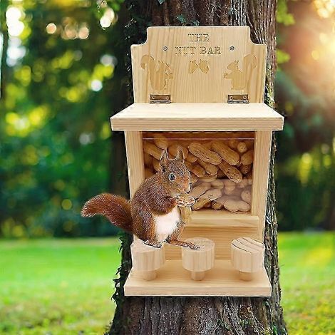 Mangeoire à écureuils et nichoir en bois - Mangeoire suspendue d'extérieur pour hamsters et oiseaux, décoration de balcon (1/5)