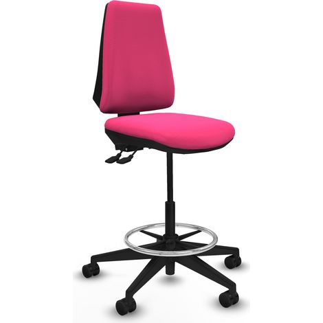 Taburete Elche AS similpiel rosa base piramidal ruedas 65mm nailon