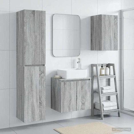 vidaXL Bathroom Furniture Set 3 pcs Grey Sonoma 33 x 34.5 x 160 cm (1/5)