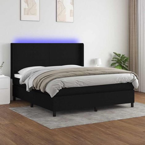 vidaXL Lit à ressort LED avec tête de lit 160 x 200 cm tissu (1/5)