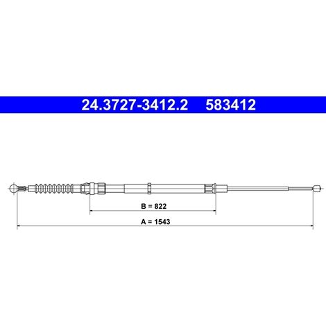 Tirette à câble, frein de stationnement ATE 24.3727-3412.2 SKODA 5Q0 609 721 AQ