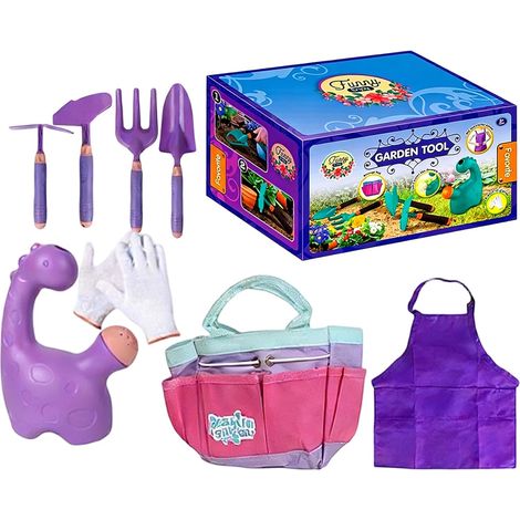 Kids Garden Tools, Soil Loosening Shovel, Planting Shovel with Design, 9-Piece Garden Tools Set with Easy Grip, Children Farm Accessories, Kids Gardening Tool for Balcony Flower Lawn Nursery (1/5)