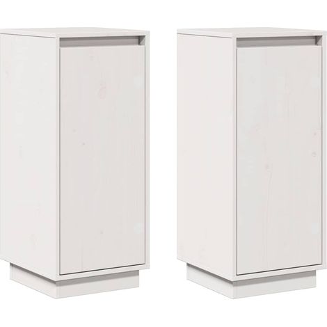 2 Stk. Sideboard/Anrichte/Buffet Weiß 31,5x34x75 cm Massivholz Kiefer LXWW662226 (1/5)