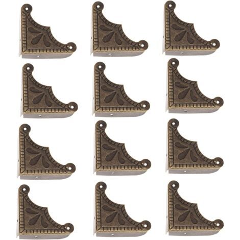 Coins de protection 38 x 38 x 9 mm - 12 PCS Coins Métal pour Boîte en bois - Angle de protection Accessoires pour Caisses Boîtes Meubles Tables Bronze Vintage Rétro Antique