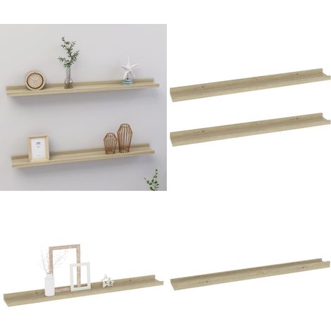 Wandregale 2 Stk. Sonoma-Eiche 80x9x3 cm - Wandregal - Regal - Möbel - Wohnzimmerdeko - Holzregal - Home & Living (1/5)
