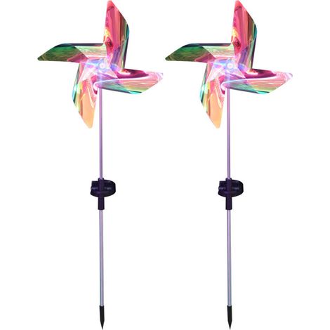 Apliques solares para jardín Lámpara solar con forma de molino de viento Modelo decorativo de molino de viento ABS, PVC, acero inoxidable 72 cm, multicolor Paquete de 2 (1/5)