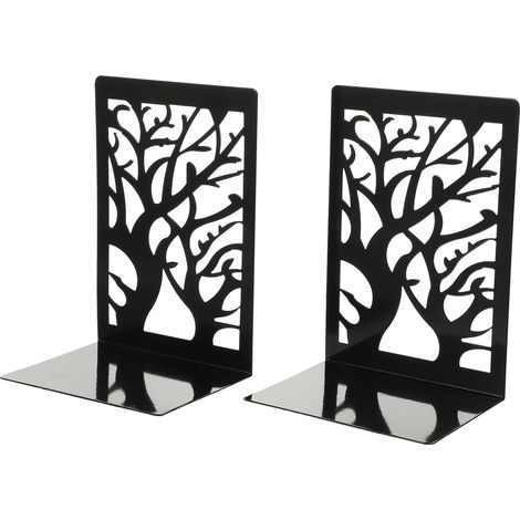 Forme Arbre Serrage-Livres, Creux en Fer Noir, Lot de 2 (1/5)
