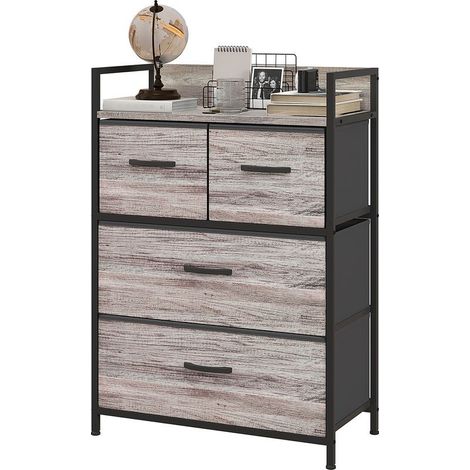 Furniture of storage style industrial dresser 4 drawers in fabric foldable and removable and 1 shelf 60 x 29 x 85 cm gray (1/5)