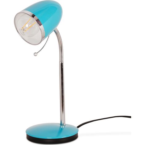 KAJA KAJTEK K-MT-200 Turquoise & Chrome Metal Desk Lamp for Study/School, Adjustable Head Task Light, E27 Socket (Max 40W), 160cm Cord Switch, IP20 Indoor (1/5)