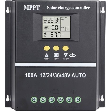 100A MPPT-Solarladeregler – Zwei USB-Anschlüsse – Hintergrundbeleuchtetes LCD-Display – Maximale Eingangsspannung 100V DC – Kompatibel mit Blei-Säure- und Lithiumbatterien (1/5)