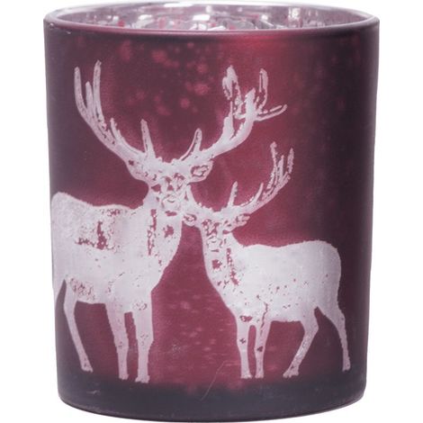 TrendLine Windlicht Glas Ø 8 cm rot silber Windlicht