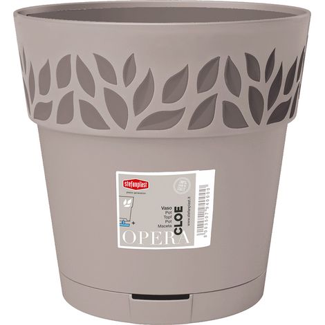 VASO TONDO 'CLOE' Ø 15 x h.15 - greige/grigio quarzo - STEFANPLAST