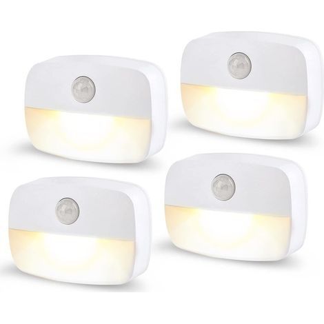 Veilleuse Enfant Led, [Lot de 4] Veilleuse avec Détecteur de Mouvement, Veilleuse bébé, Lampe de Placard Adhésive veilleuse de nuit pour Couloir,Escalier,Cuisine,Armoire,Alimenté via Batterie (1/5)