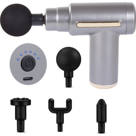 Pistolet de massage sans fil pour la relaxation et la récupération musculaire [D] gris-AquaForge