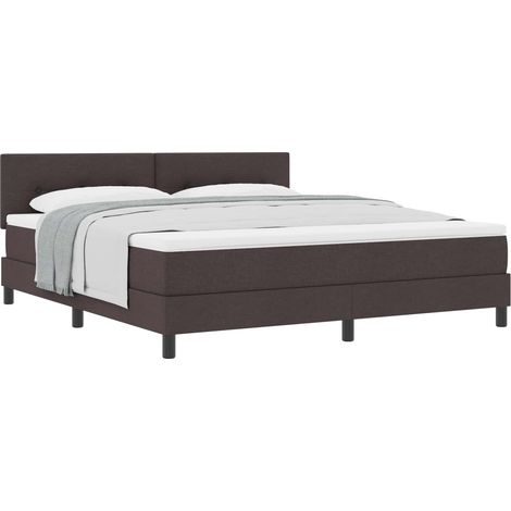 Maison Exclusive - Lit à ressorts avec tête de lit Marron foncé 180 x 200 cm tissu (1/5)