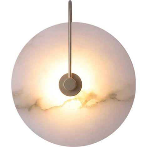 Applique Murale Couloir avec Abat-Jour Circulaire 3W Veilleuse Décorative Simple et Naturel Marbre (1/5)
