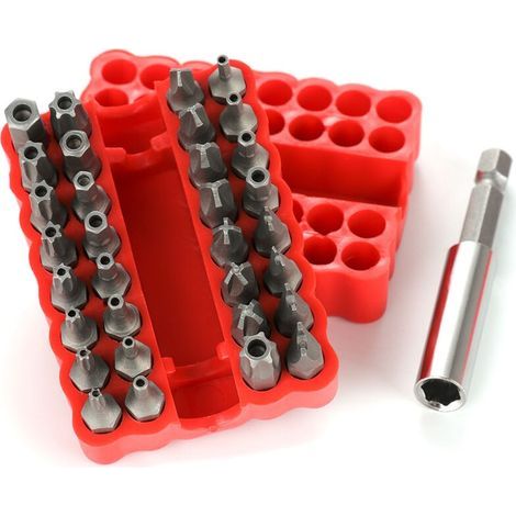 33pcs Electric Screwdriver Bits, Screwdriver Bits, Hollow, Red (1/5)