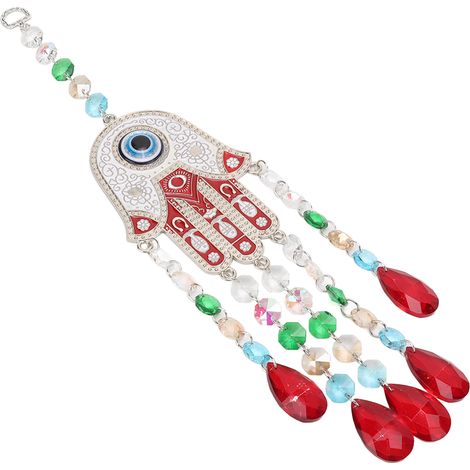Ornement œil bleu porte-bonheur en métal et verre, suspension unique pour maison et voiture, symbole de protection, chance et bénédiction (1/5)