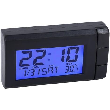 Horloge Thermomètre de Voiture avec Rétroéclairage Bleu, Horloge électronique avec Affichage Numérique LCD 2 en 1 pour La Date de La Voiture (1/5)
