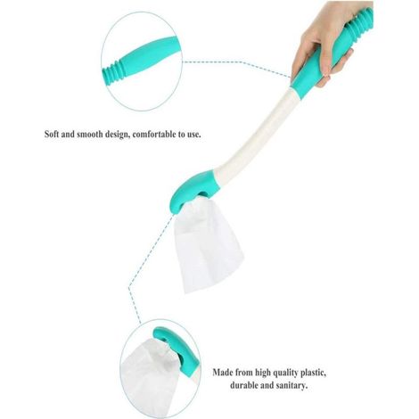 Accessoires pour toilettes, lingette confort longue portée, permet d'atteindre plus de 40 cm de papier toilette ou de lingettes pré-humidifiées. (1/3)