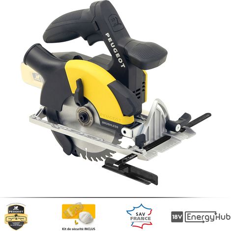 Peugeot – Scie circulaire Brushless 165mm – Moteur Brushless – Profondeur de coupe 55mm – Vitesse 5000 tr/min – Pour bois et contreplaqué