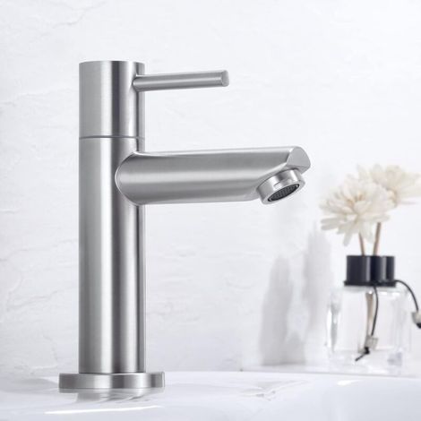 Mitigeur de Salle de Bains, Robinet de Lavabo Monocommande, Acier Inoxydable, Gris (1/5)
