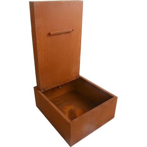 Estexo – Fontaine de jardin en acier corten aspect rouille 128 cm – Dimensions bassins 66x77 cm – Débit max 2500 L/h – Installation facile