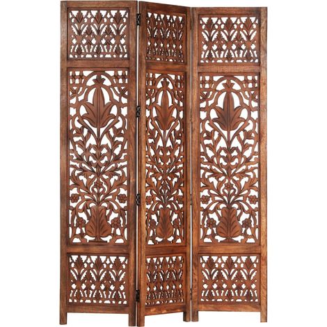 Cloison de séparation 3 panneaux Marron 120x165 Bois manguier 2 (1/5)