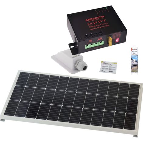 PACK ANTARION Panneau solaire Monocristallin 120W + Régulateur MPPT 10A + Kit de pose Camping-car