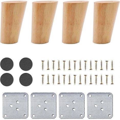 Pieds de meubles élégants, pieds en bois massif, design médiéval, grande capacité de charge, adaptés aux canapés et aux tables, faciles à assembler, 4 pieds. (1/5)