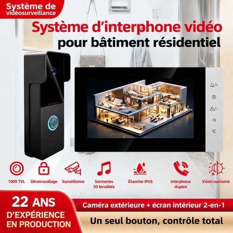 Interphone vidéo filaire kit platine de rue et moniteur intérieur hôte caméra 2 MP écran couleur réf 4588 500 g – Livraison gratuite (1/5)