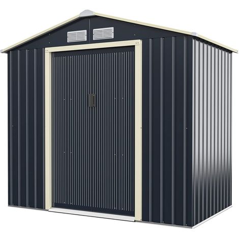 COSTWAY Geraetehaus Metall, 213x127x195 cm, Geraeteschuppen abschliessbar, Gartenhaus mit 4 Luftschlitzen & Schiebetür, Garten Schuppen für Rasenmaeher Fahrraeder, Metallschuppen Geraeteschuppen Outdo (1/5)