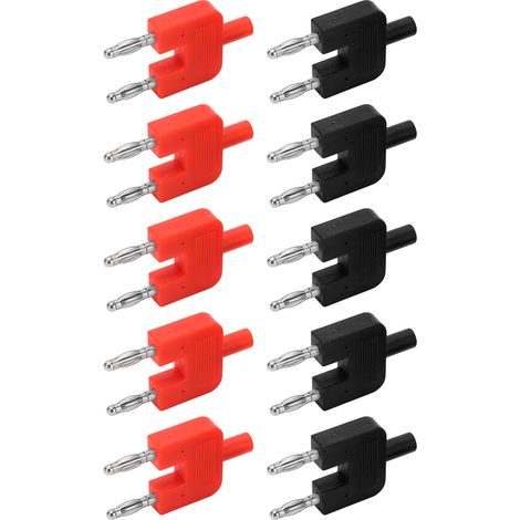 Lot de 10 connecteurs banane double rangée laiton nickélés ABS rouge noir pour voiture auto bateau ordinateur 30V-60V 32A (1/5)