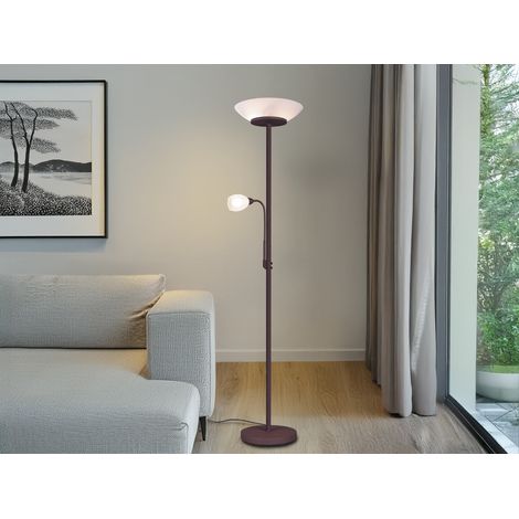 Deckenfluter GERRY mit Flex Leselampe, Rostoptik & Glas Weiß, Höhe 180cm (1/5)