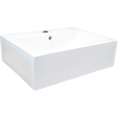 ONDEE - Lavabo Rectangular para colocar CUBIC - Blanco - 52x41cm - Cerámica - con rebosadero
