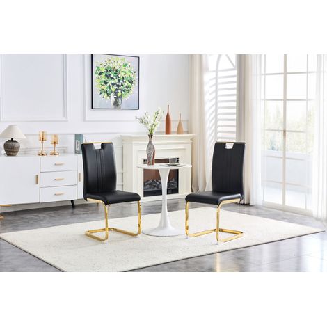 Lot de 2 Chaise de bar  Chaise de bar  Tabouret Haut Noir Polyuréthane 52x40.5x98cm (1/5)